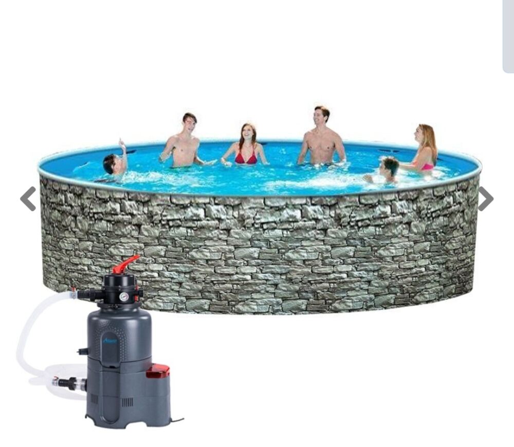 PISCINA EM AÇO AZURO IMITAÇAO DE PEDRA 360x120 4