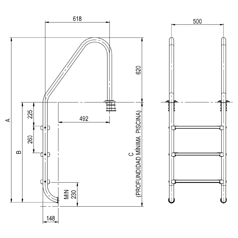 ESCADA STANDARD ASTRALPOOL PARA PISCINA 2