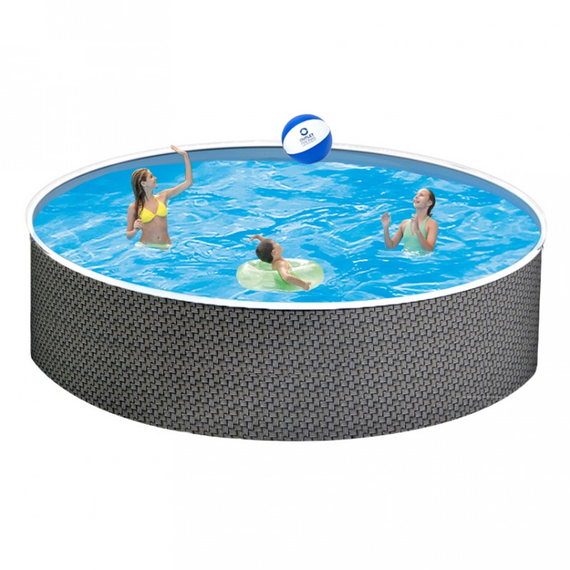 PISCINA EM AÇO AZURO IMITAÇAO DE RATTAN 360x120 4