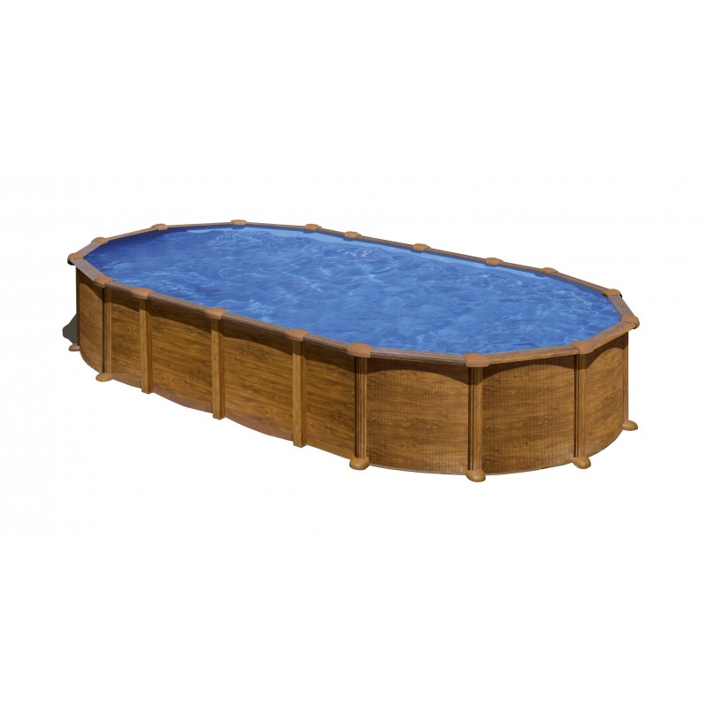 PISCINA GRE STARPOOL OVAL IMITAÇAO DE MADEIRA ALTURA 132 CM COM SISTEMA OMEGA 4