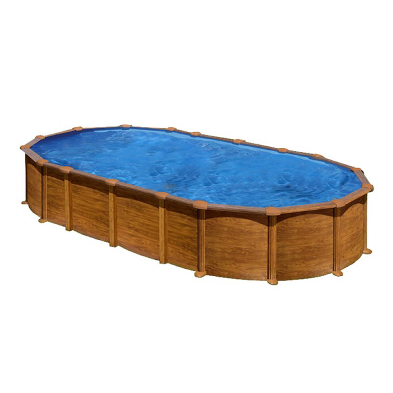 PISCINA GRE STARPOOL OVAL IMITAÇAO DE MADEIRA ALTURA 132 CM COM SISTEMA OMEGA 5