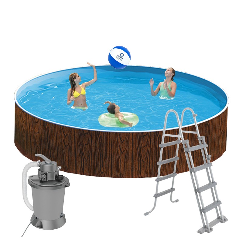 PISCINA EM AÇO AZURO IMITAÇAO DE MADEIRA 3