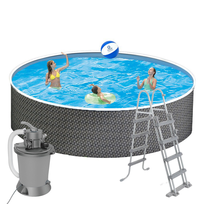 PISCINA EM AÇO AZURO IMITAÇAO DE RATTAN 360x120 2